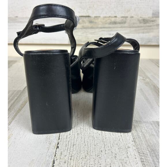 Steve Madden Womens 9.5 Black Acceptance Faux Leather Heel Platform Sandals NEW - Picture 5 of 9